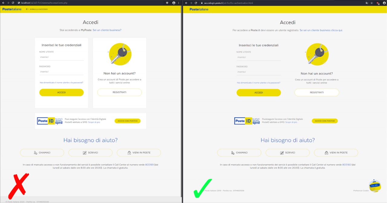 poste italiene phishing page