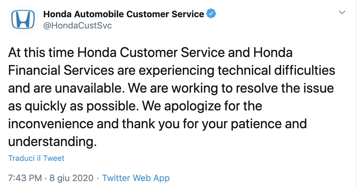 honda tweet